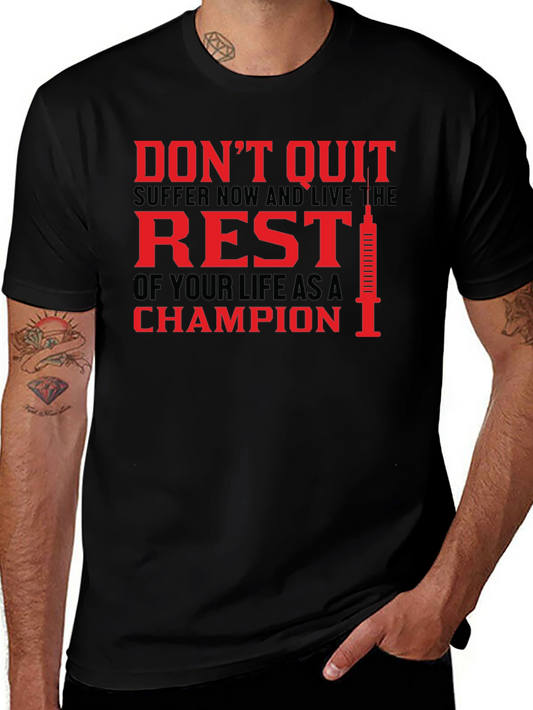 Camiseta Hombre Negra No te rindas vive como un campeón