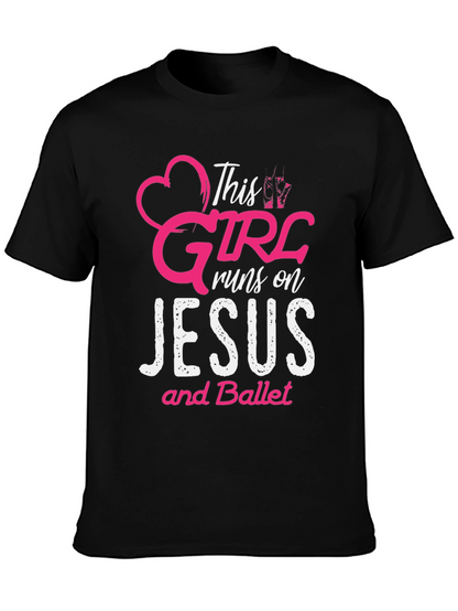 Camiseta Negra: Esta Chica Vive de Jesús y Ballet