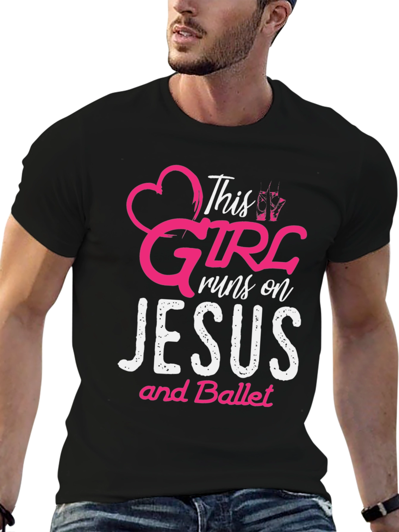 Camiseta Negra: Esta Chica Vive de Jesús y Ballet