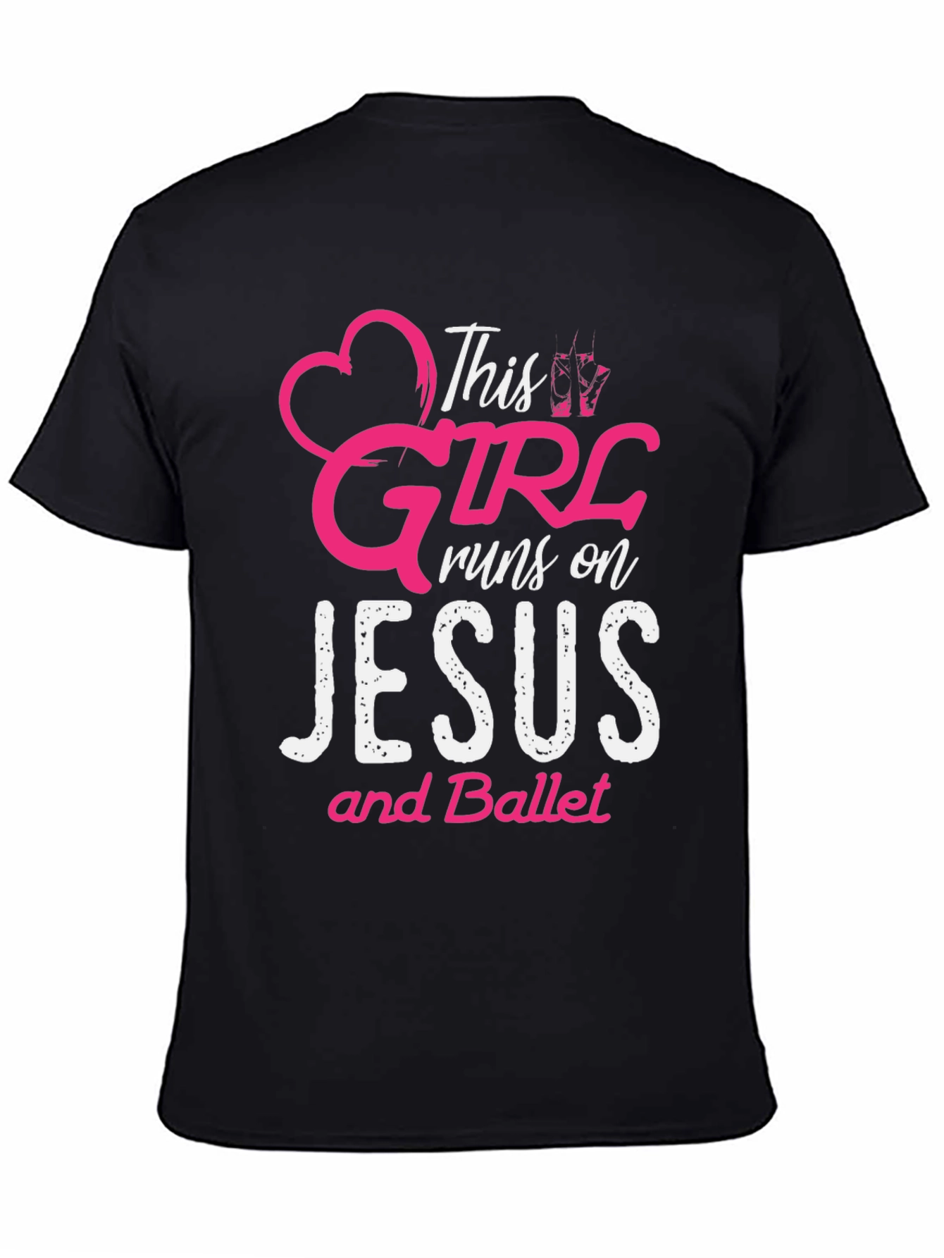Camiseta Negra: Esta Chica Vive de Jesús y Ballet