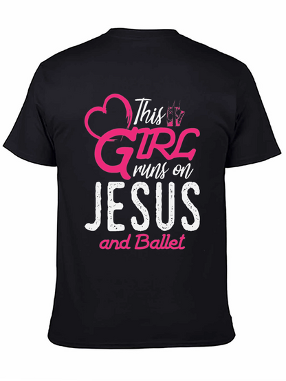 Camiseta Negra: Esta Chica Vive de Jesús y Ballet