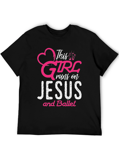 Camiseta Negra: Esta Chica Vive de Jesús y Ballet