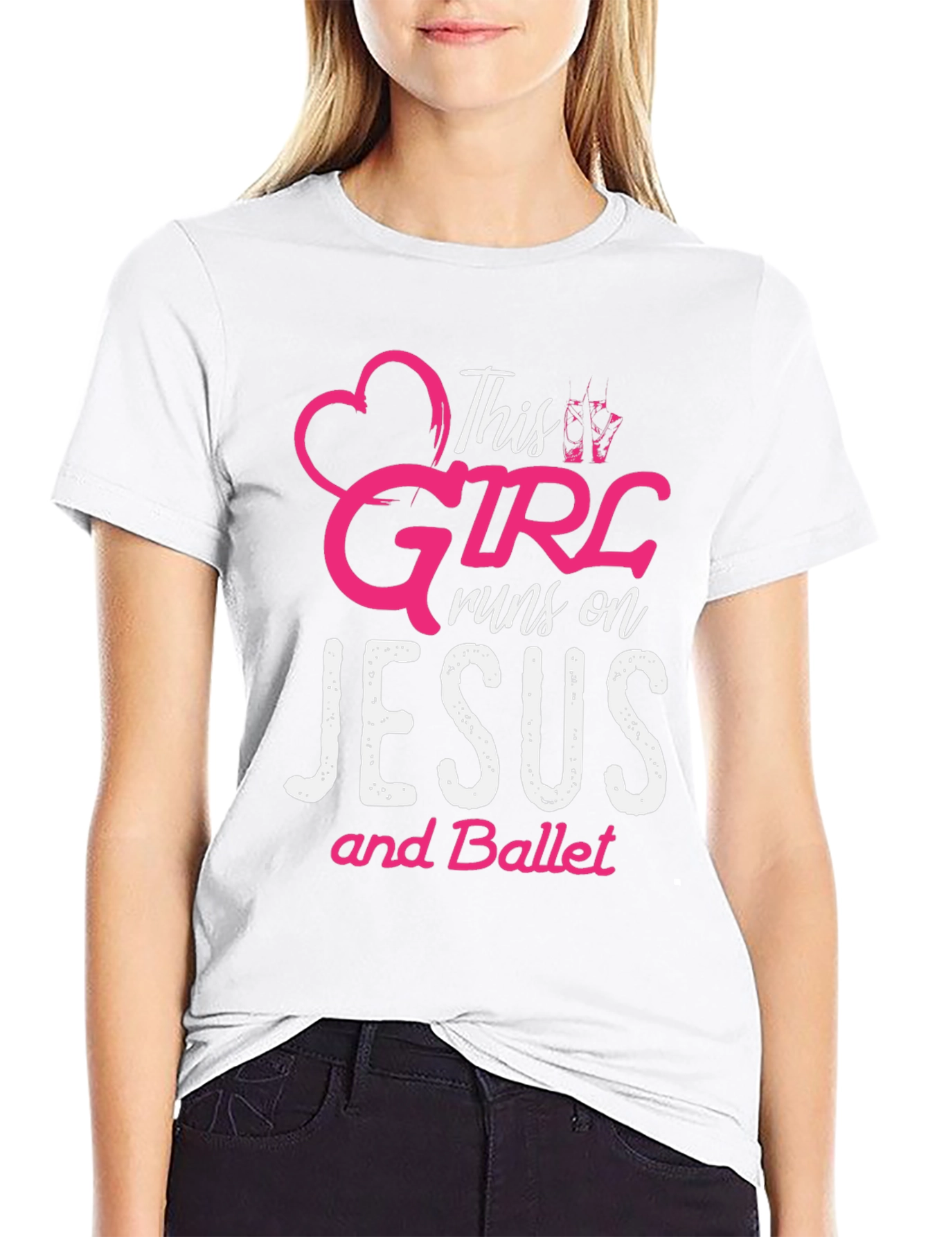 Camiseta Negra: Esta Chica Vive de Jesús y Ballet