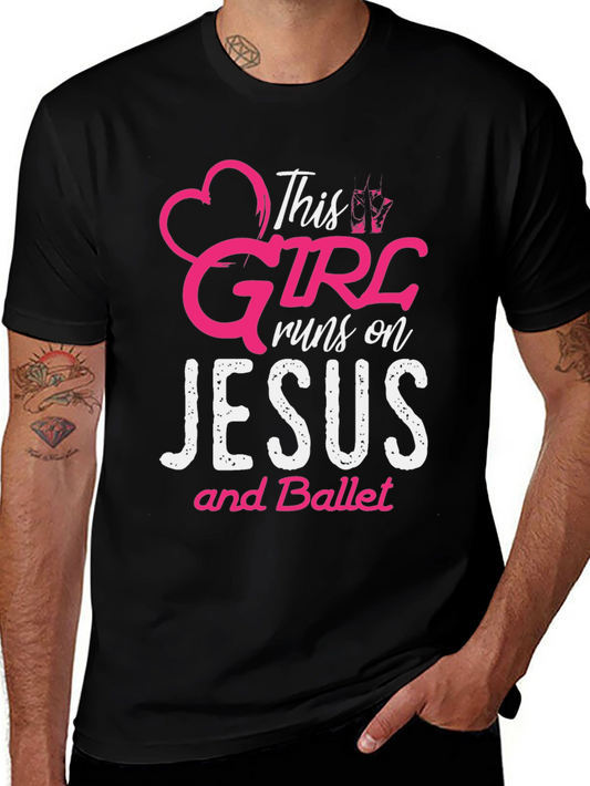 Camiseta Negra: Esta Chica Vive de Jesús y Ballet