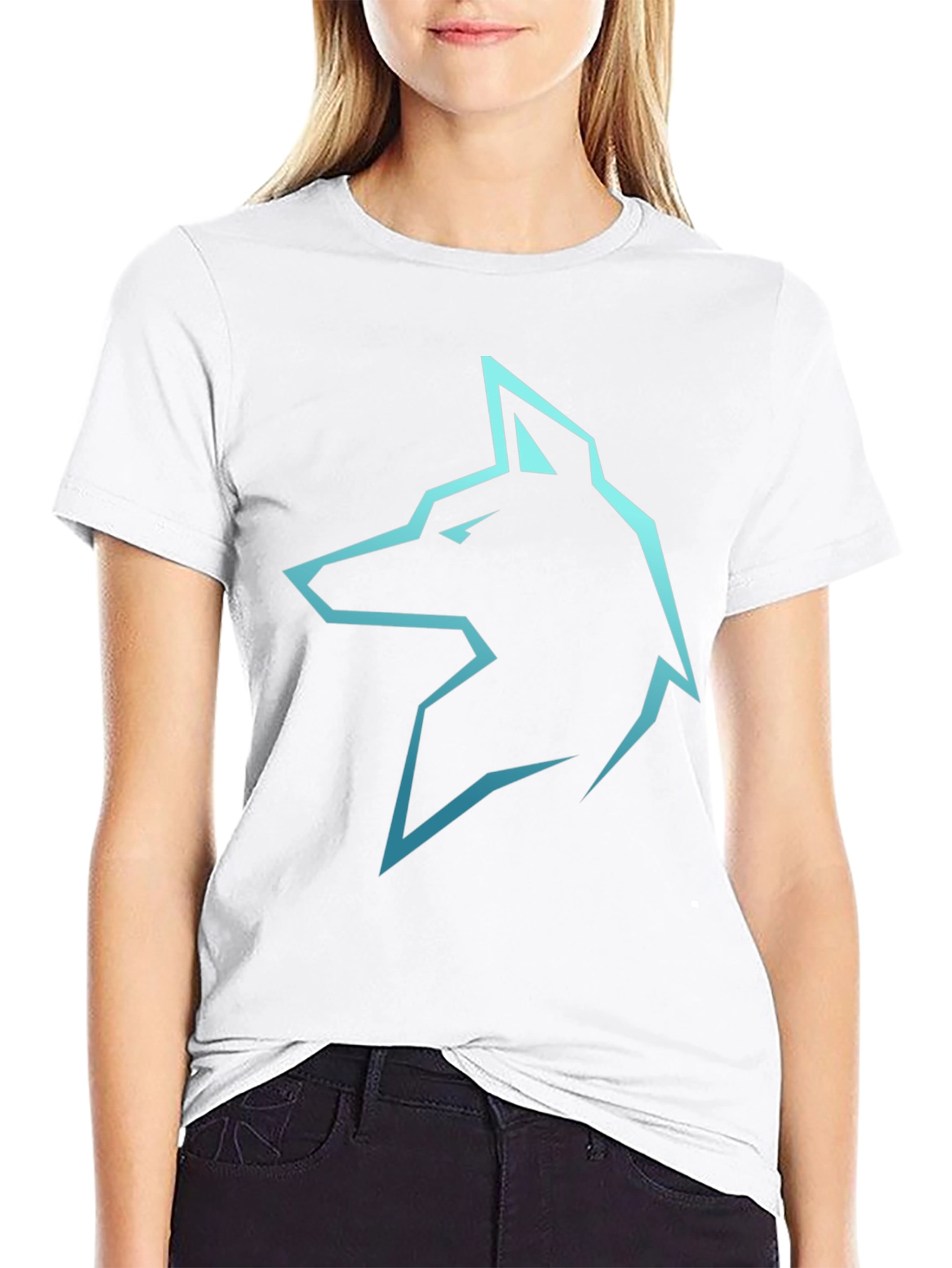 Camiseta Negra con Logo de Lobo Azul