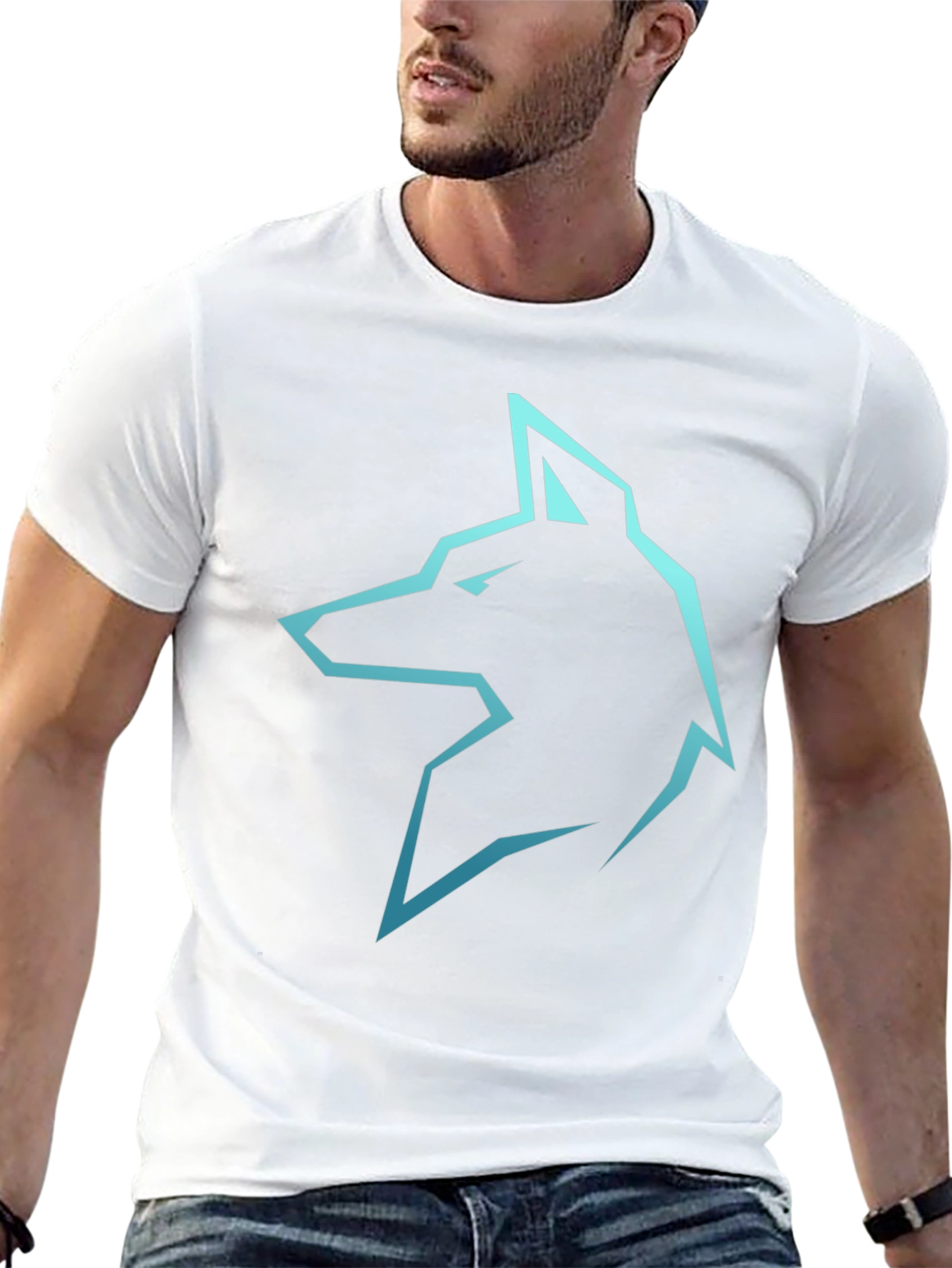 Camiseta Negra con Logo de Lobo Azul