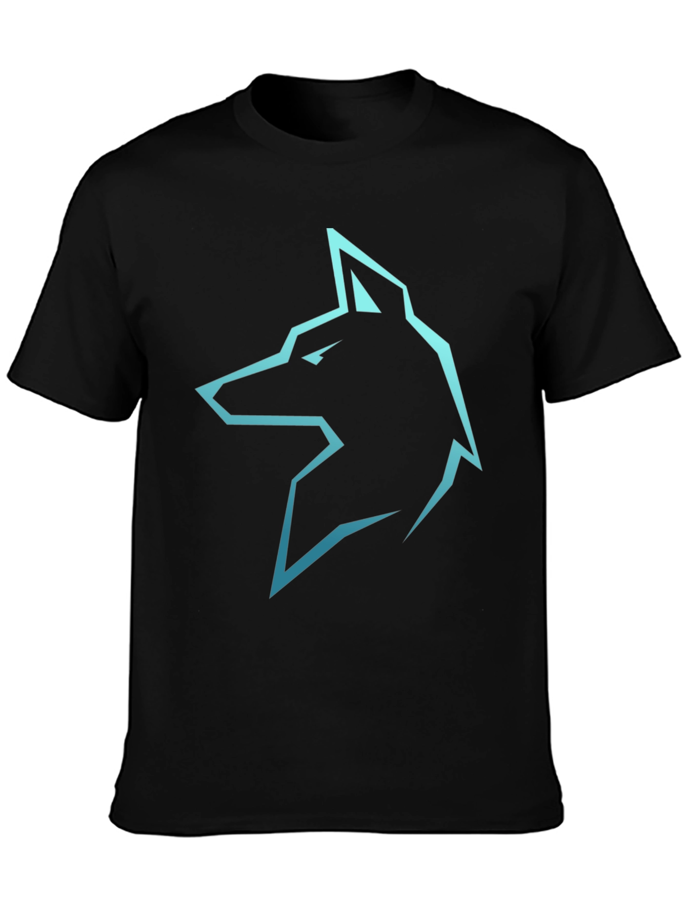 Camiseta Negra con Logo de Lobo Azul
