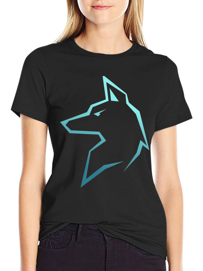 Camiseta Negra con Logo de Lobo Azul