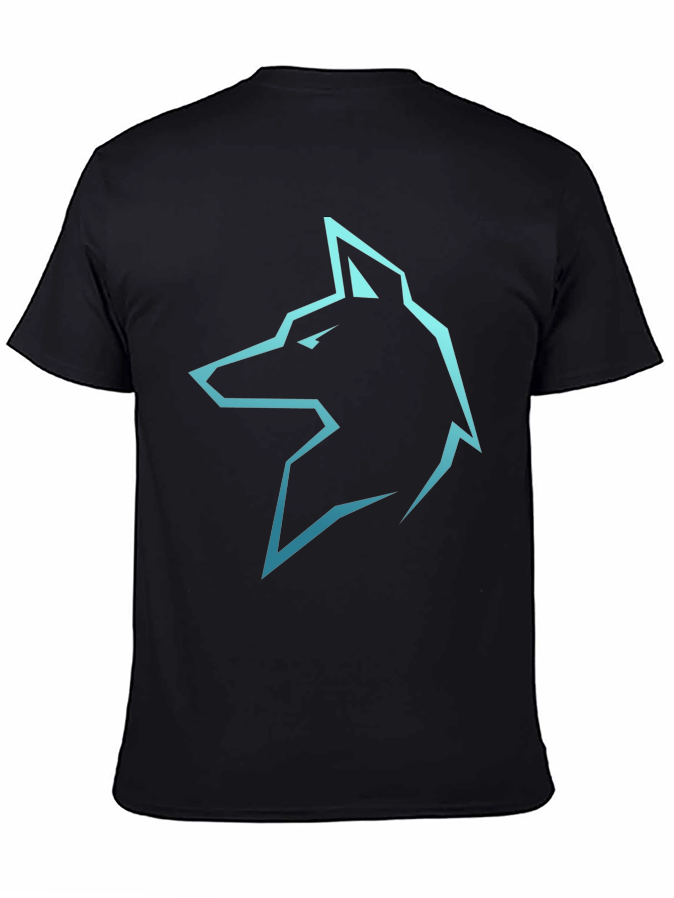 Camiseta Negra con Logo de Lobo Azul