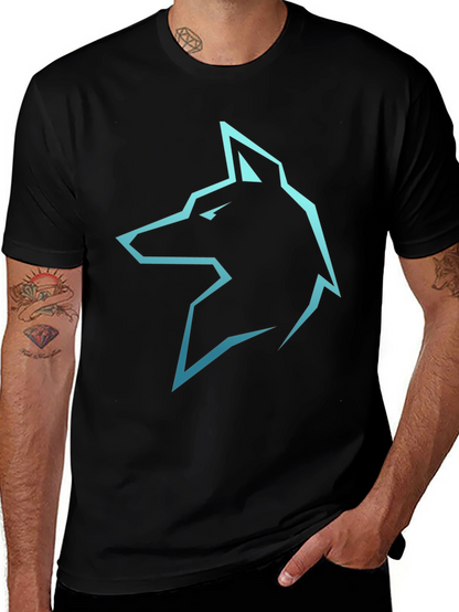 Camiseta Negra con Logo de Lobo Azul