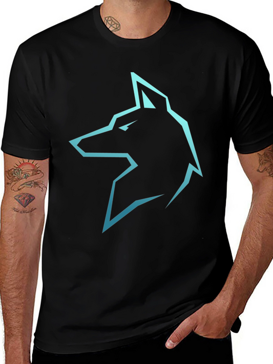 Camiseta Negra con Logo de Lobo Azul