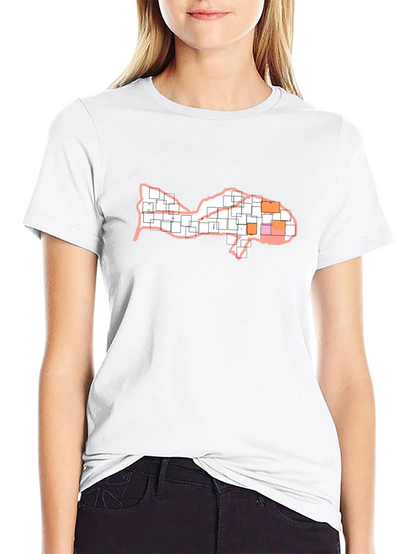 Camiseta Negra Diseño Pez Abstracto
