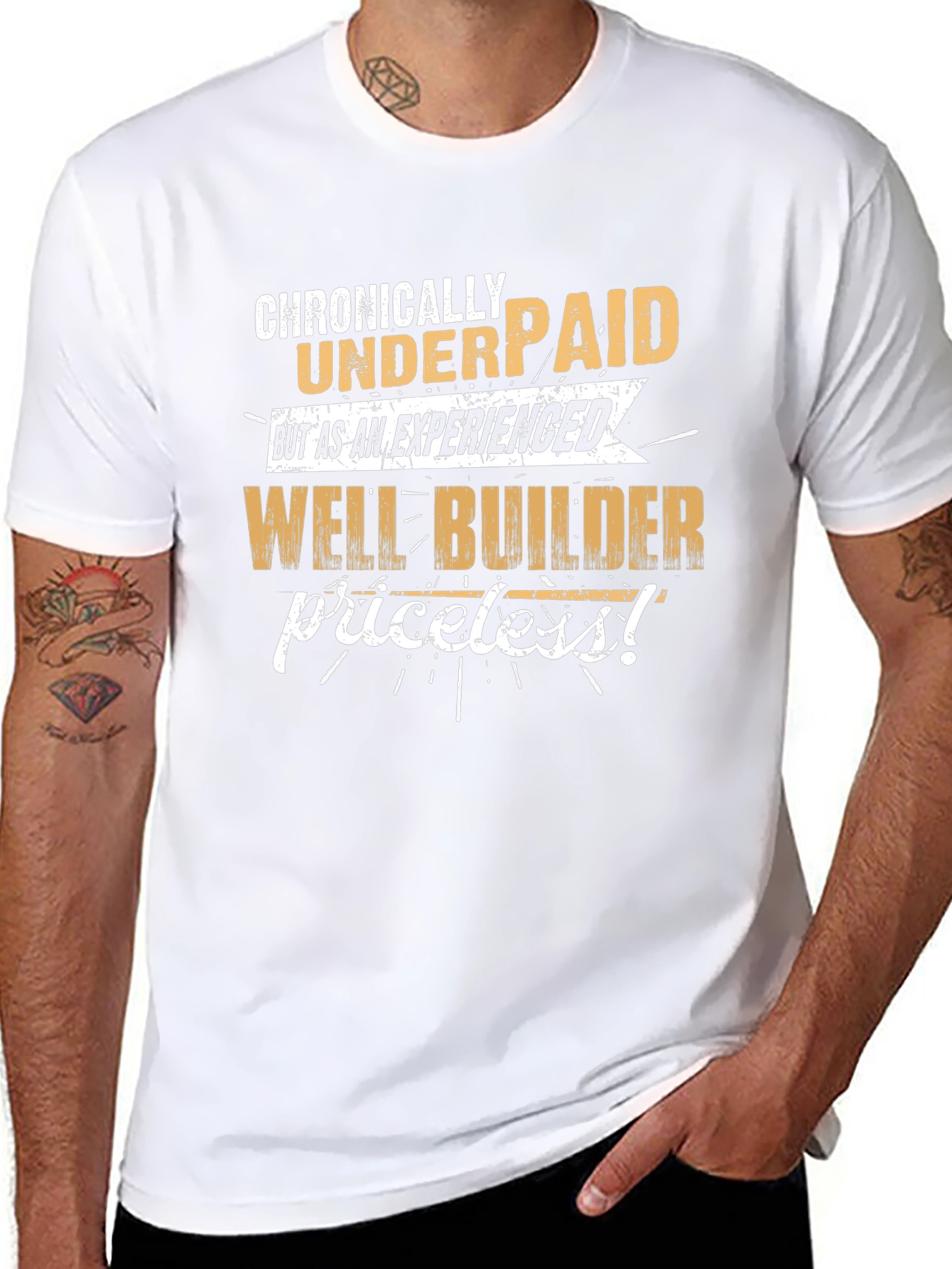 Camiseta Negra: Crónicamente Mal Pagado ¡Constructor de Pozos!