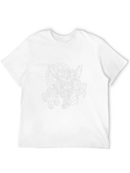 Camiseta Negra Dragón Blanco Estilo Tattoo