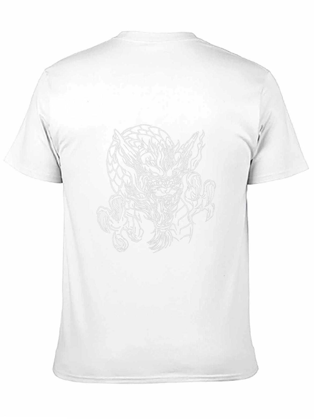Camiseta Negra Dragón Blanco Estilo Tattoo