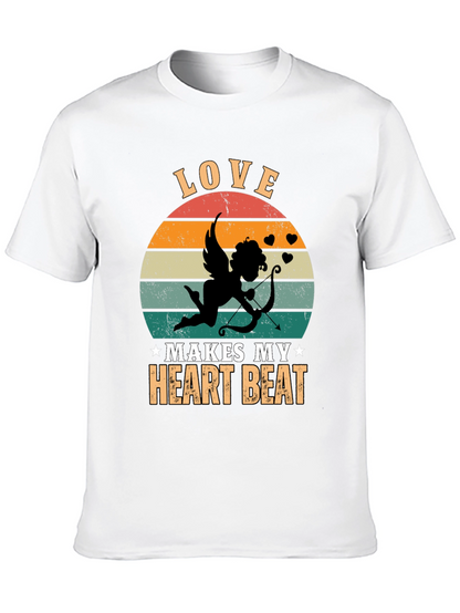 Camiseta Negra Love Makes My Heart Beat Cupido