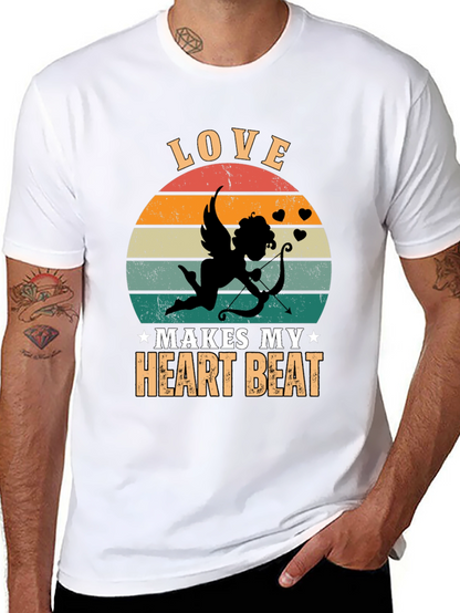 Camiseta Negra Love Makes My Heart Beat Cupido