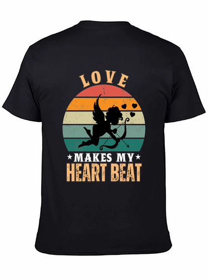 Camiseta Negra Love Makes My Heart Beat Cupido
