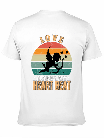 Camiseta Negra Love Makes My Heart Beat Cupido