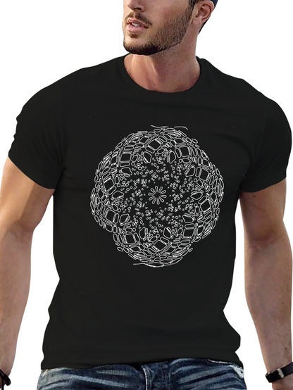 Camiseta Negra con Diseño Abstracto Mandala
