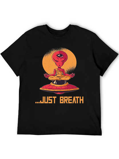 Camiseta Hombre Alien meditando - Just Breathe