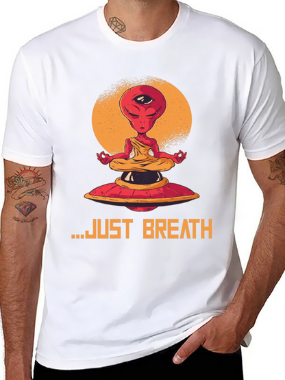 Camiseta Hombre Alien meditando - Just Breathe