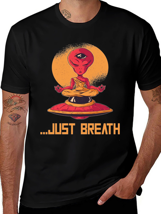Camiseta Hombre Alien meditando - Just Breathe