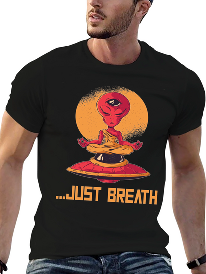 Camiseta Hombre Alien meditando - Just Breathe