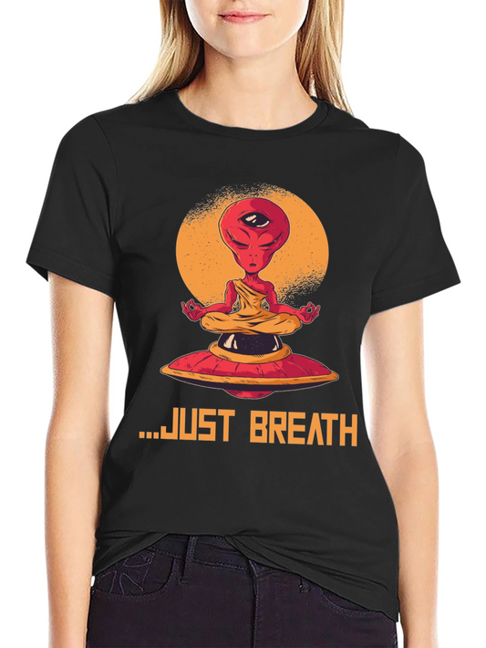 Camiseta Hombre Alien meditando - Just Breathe