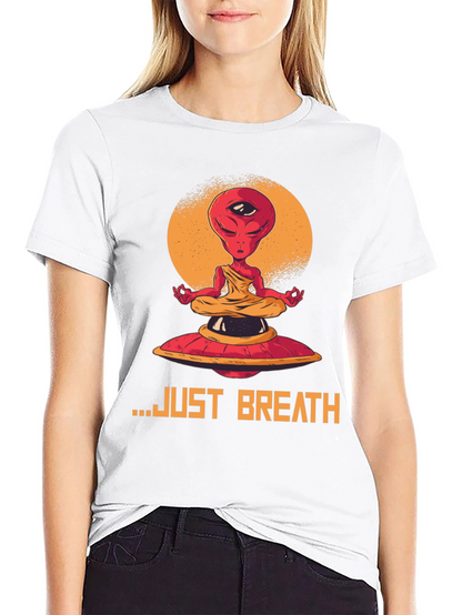 Camiseta Hombre Alien meditando - Just Breathe