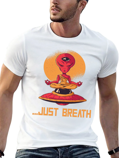 Camiseta Hombre Alien meditando - Just Breathe