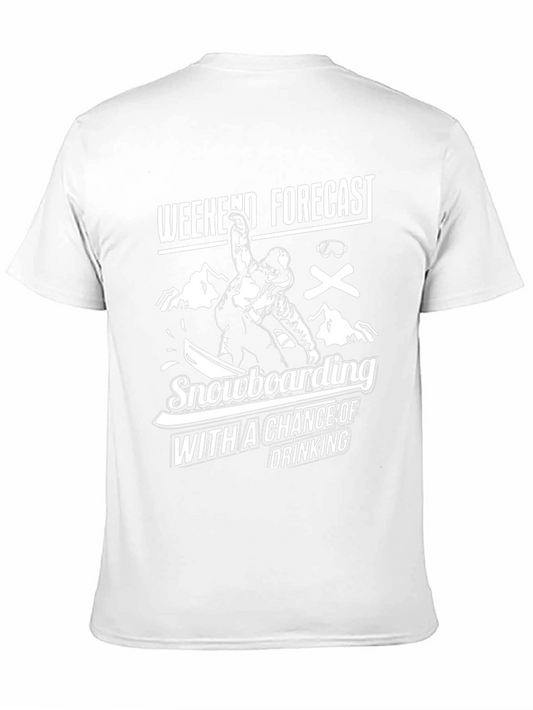 Camiseta Negra Divertida Snowboard y Bebida
