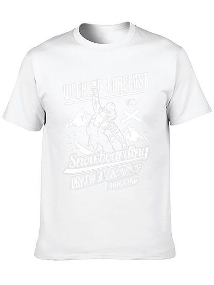 Camiseta Negra Divertida Snowboard y Bebida