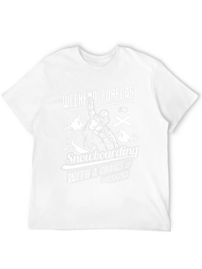 Camiseta Negra Divertida Snowboard y Bebida