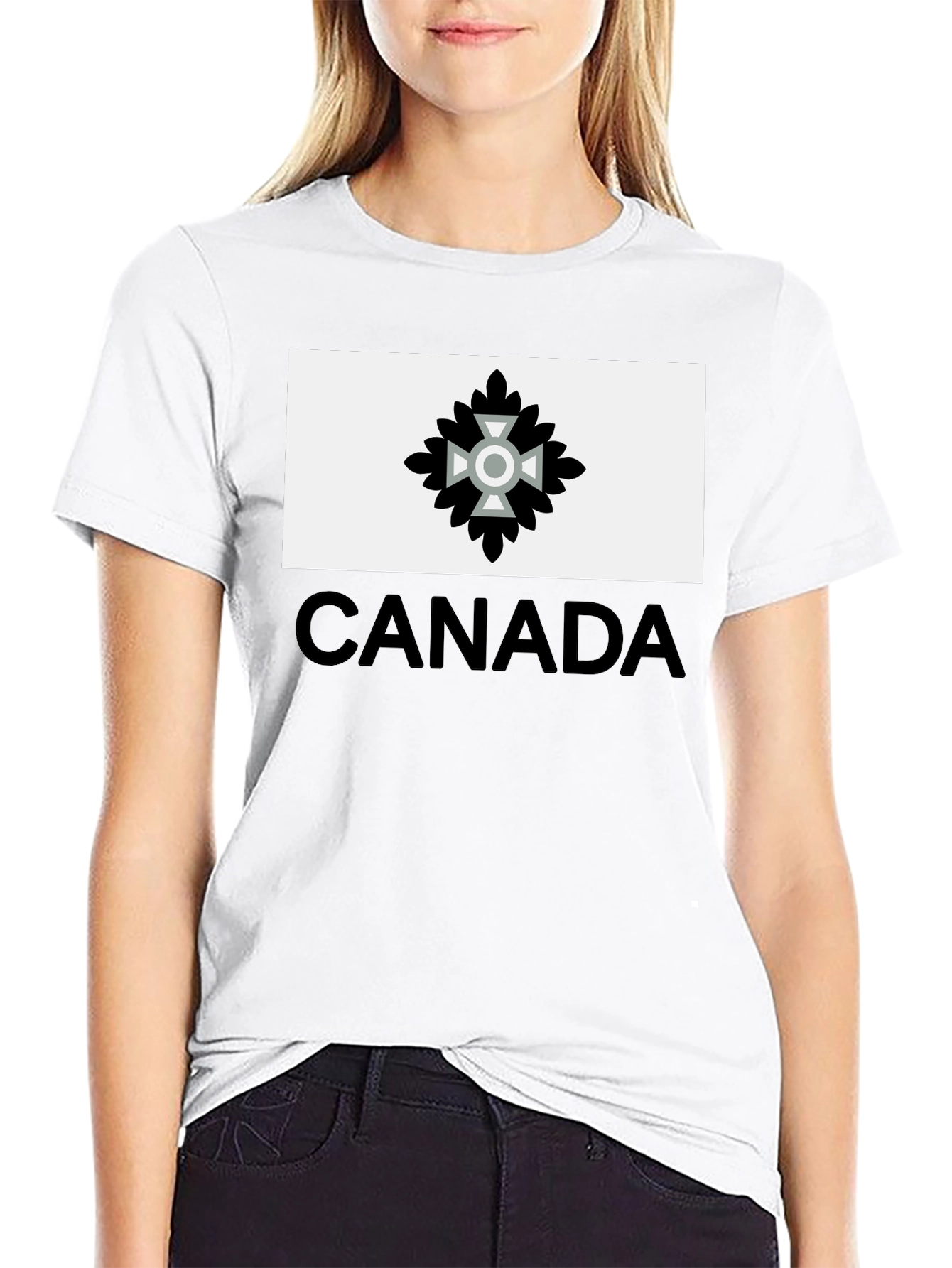 Camiseta Negra Hombre Diseño Canadá Estilizado