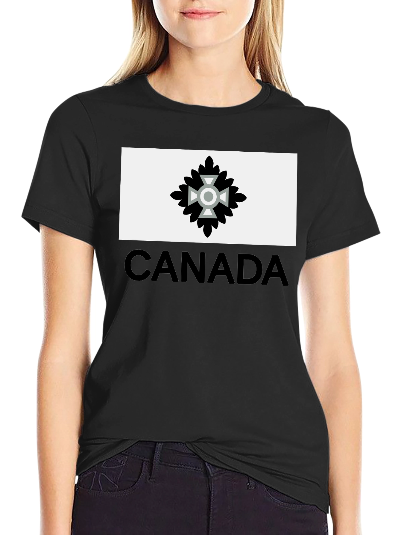 Camiseta Negra Hombre Diseño Canadá Estilizado