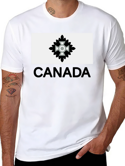 Camiseta Negra Hombre Diseño Canadá Estilizado