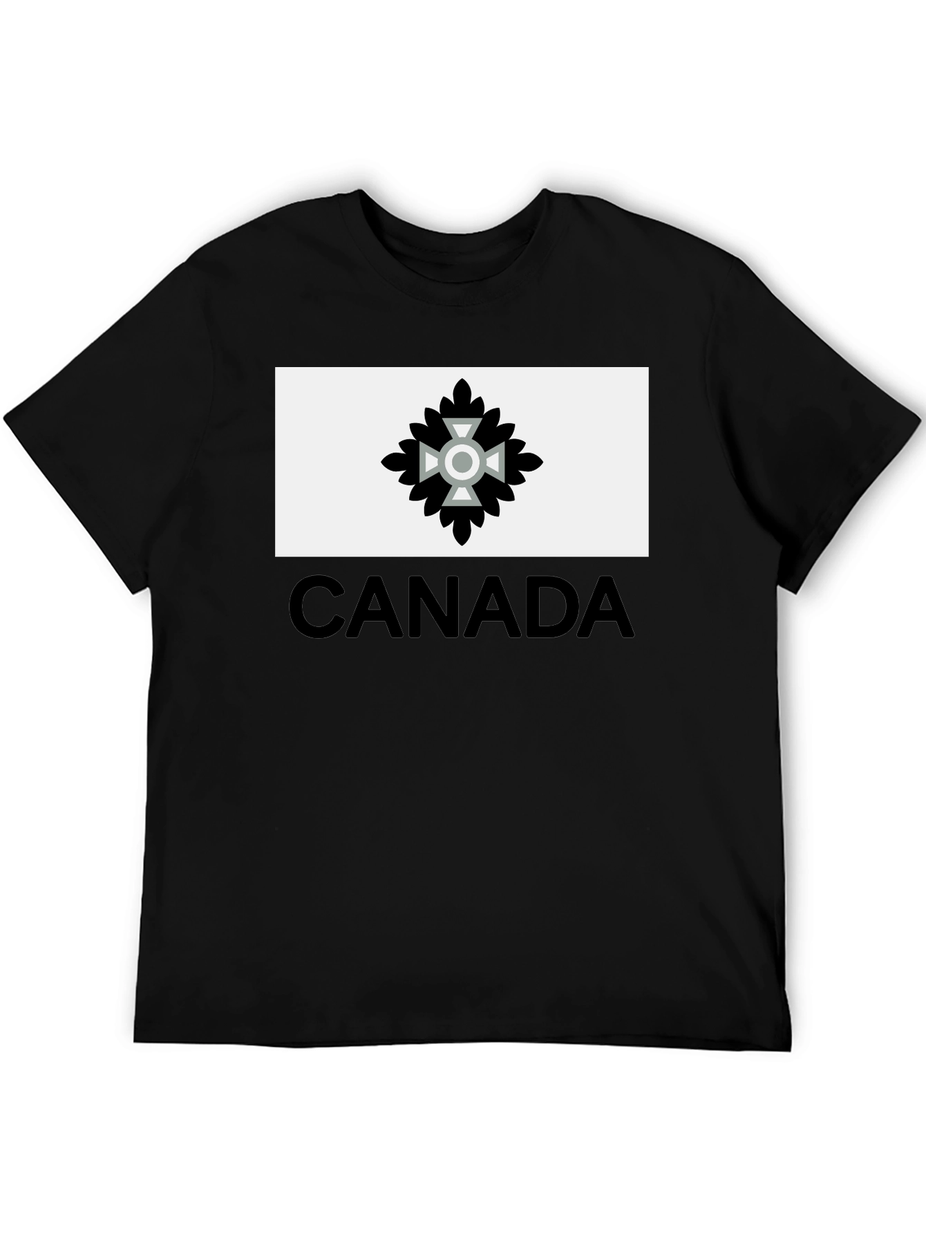 Camiseta Negra Hombre Diseño Canadá Estilizado