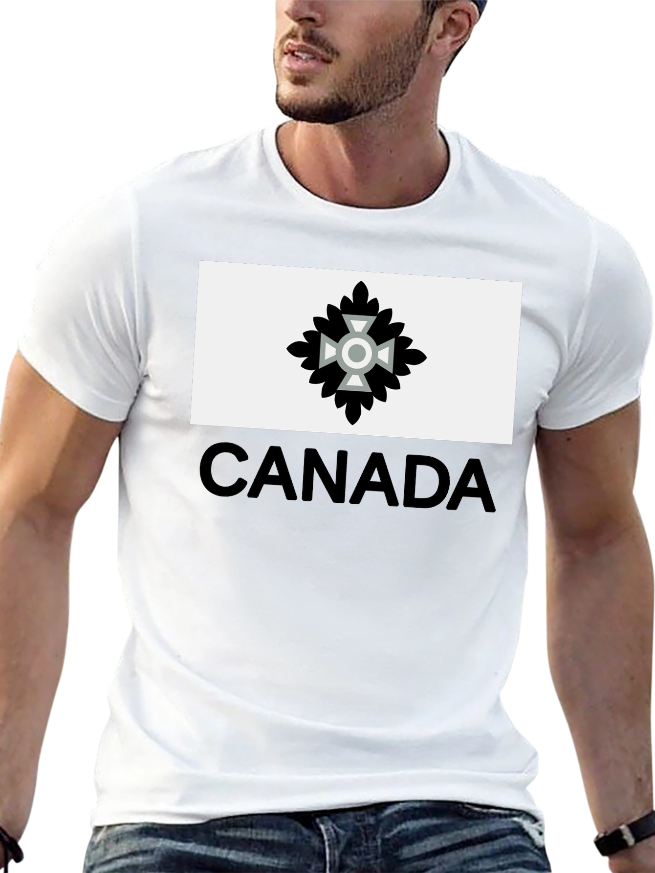Camiseta Negra Hombre Diseño Canadá Estilizado