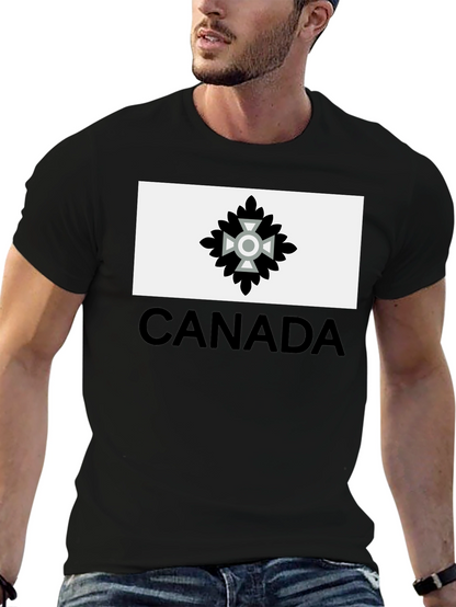Camiseta Negra Hombre Diseño Canadá Estilizado