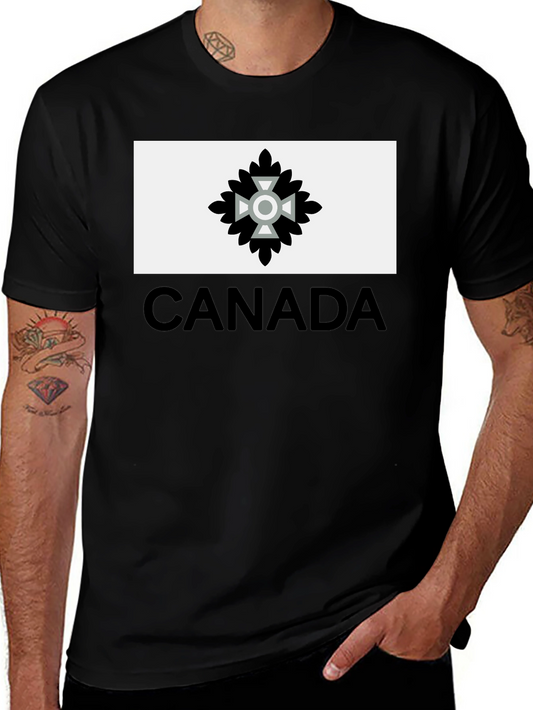Camiseta Negra Hombre Diseño Canadá Estilizado