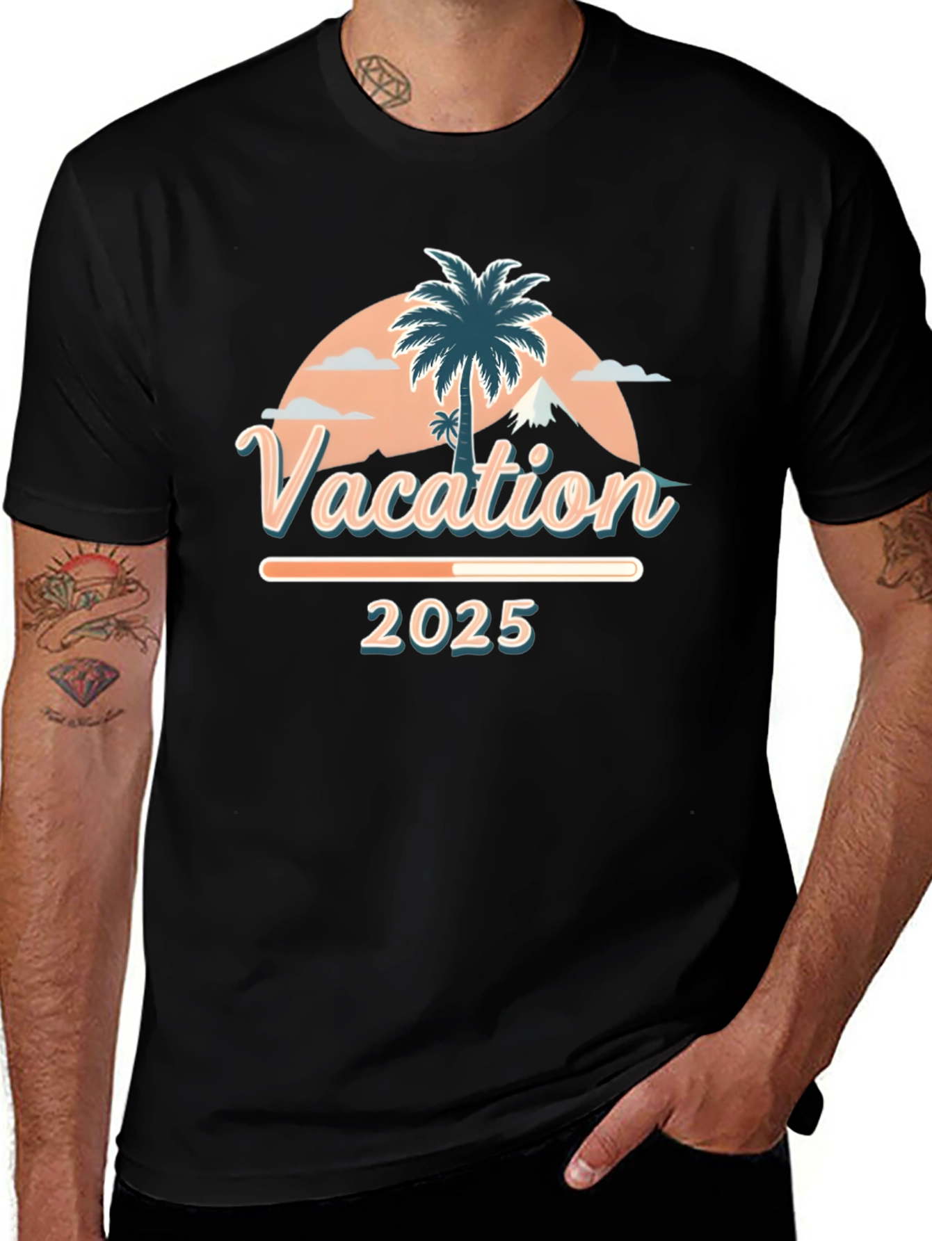 Camiseta Vacaciones 2025 Diseño Tropical