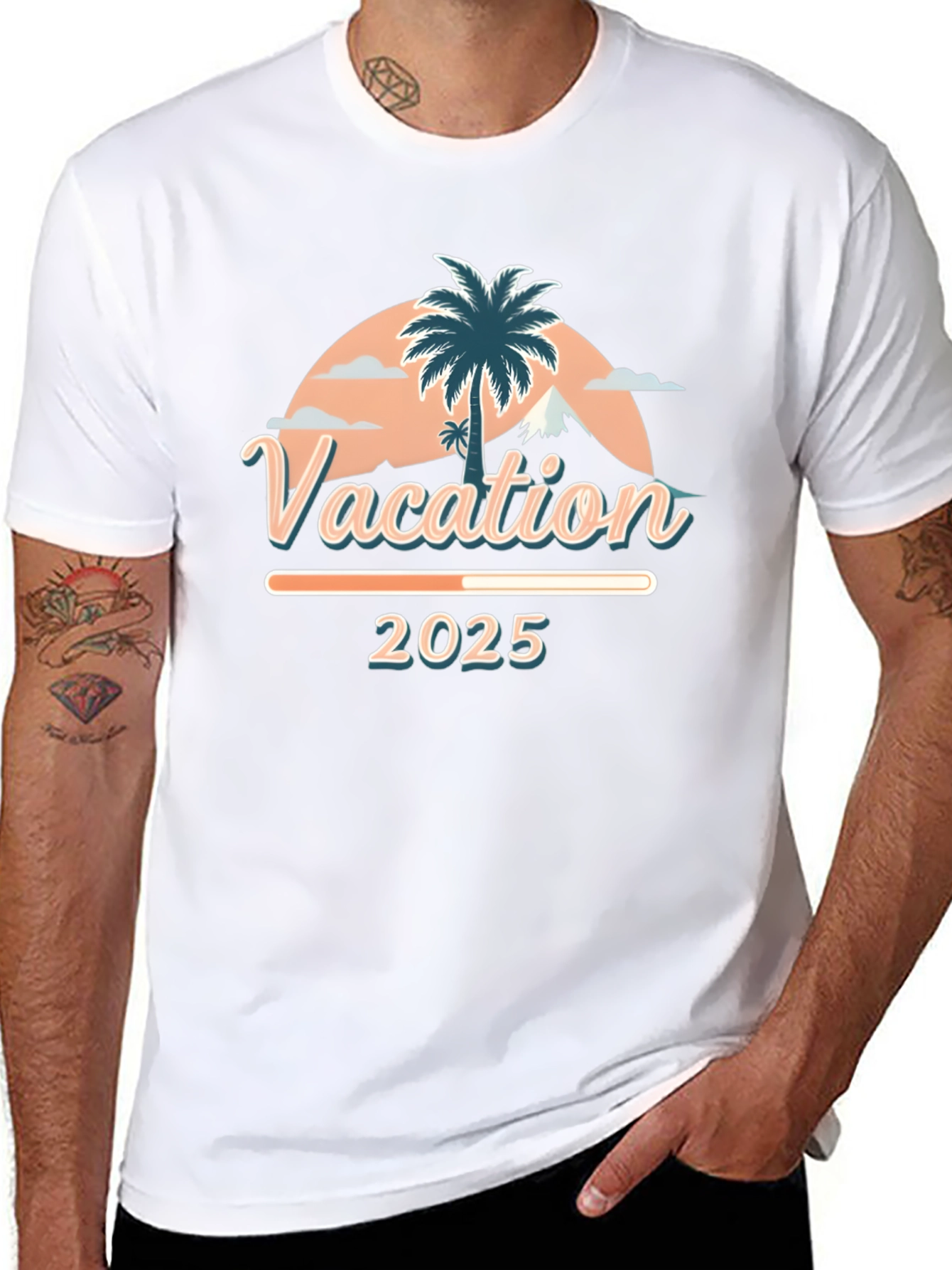 Camiseta Vacaciones 2025 Diseño Tropical