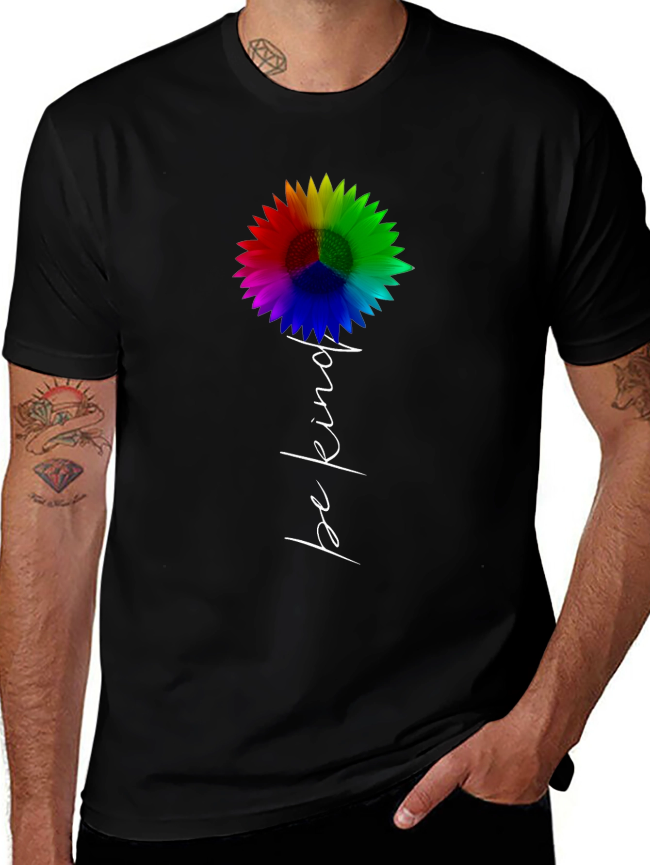 Camiseta Negra Girasol Sé Amable