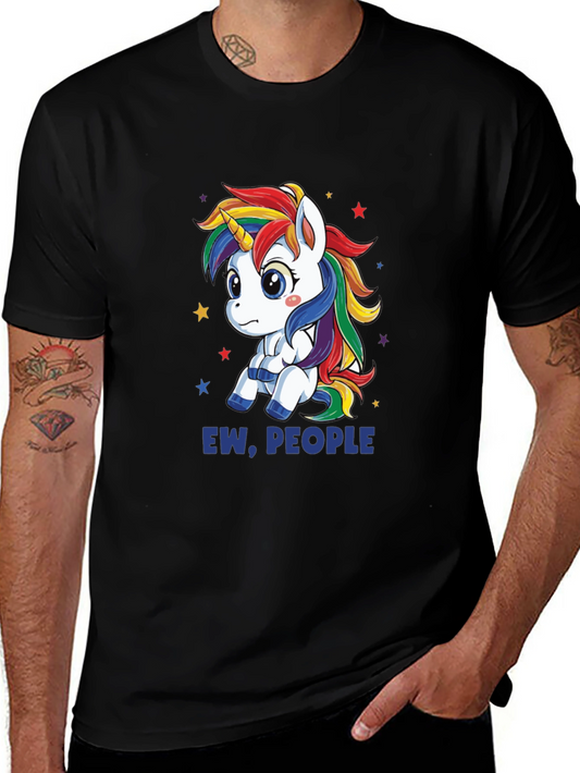 Camiseta Negra Unisex con Estampado de Unicornio