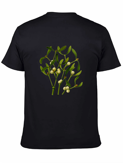 Camiseta Negra con Diseño de Muérdago