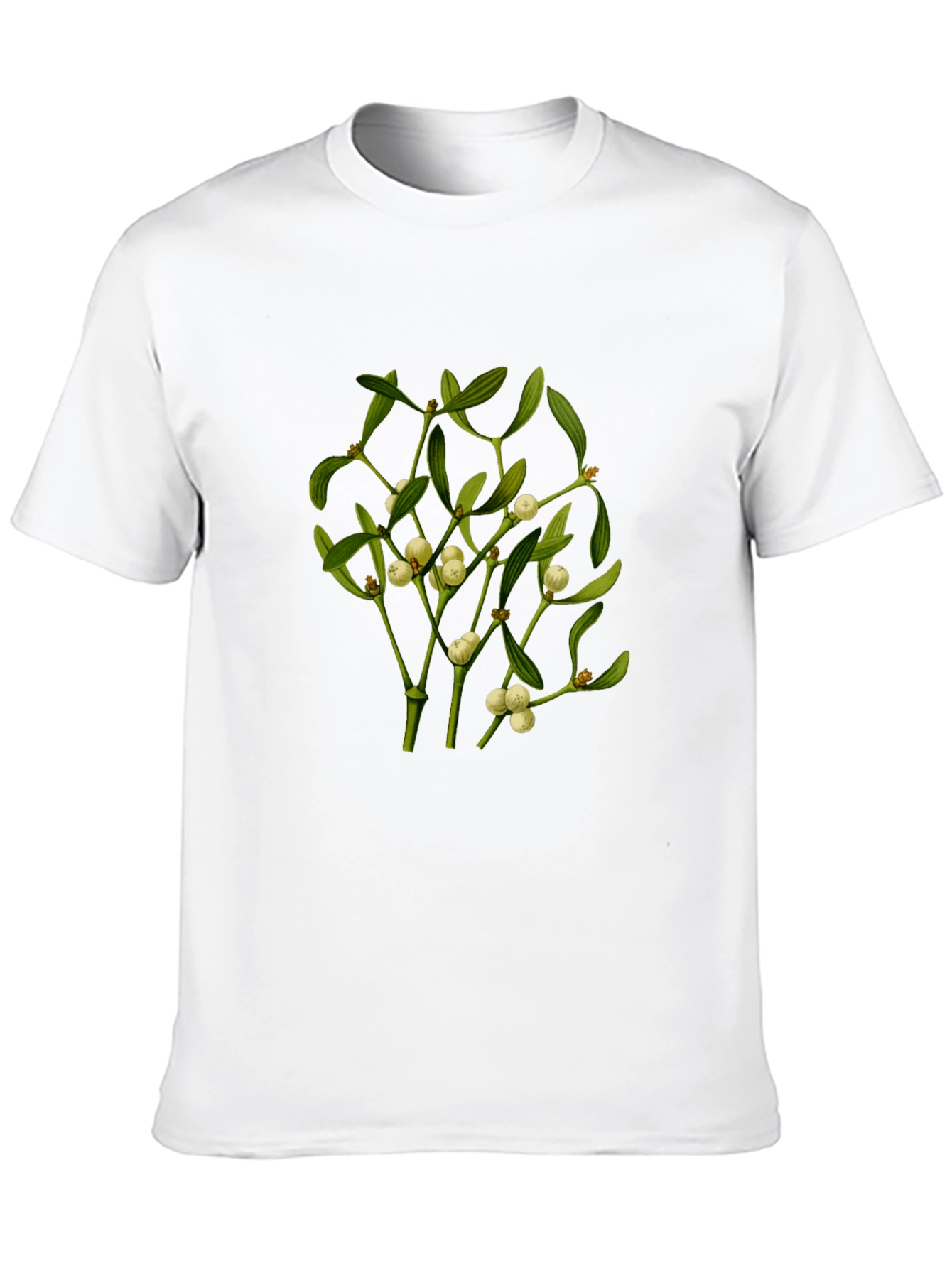Camiseta Negra con Diseño de Muérdago