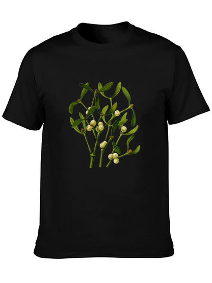 Camiseta Negra con Diseño de Muérdago