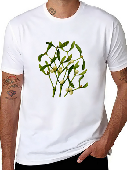 Camiseta Negra con Diseño de Muérdago
