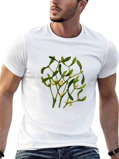 Camiseta Negra con Diseño de Muérdago